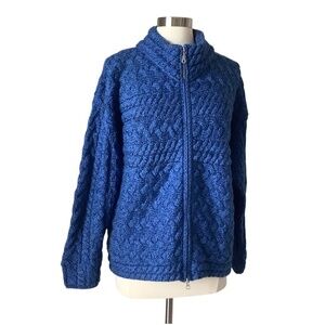 Carraig Donn 100% Merino Wool Chunky Knit Zip Irish Cardigan Sweater